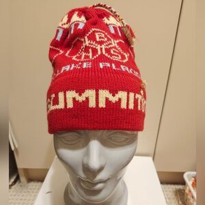 Vintage Mint Mountain Rose "Lake Placid Summit '87" Red Ski Hat Handmade in USA